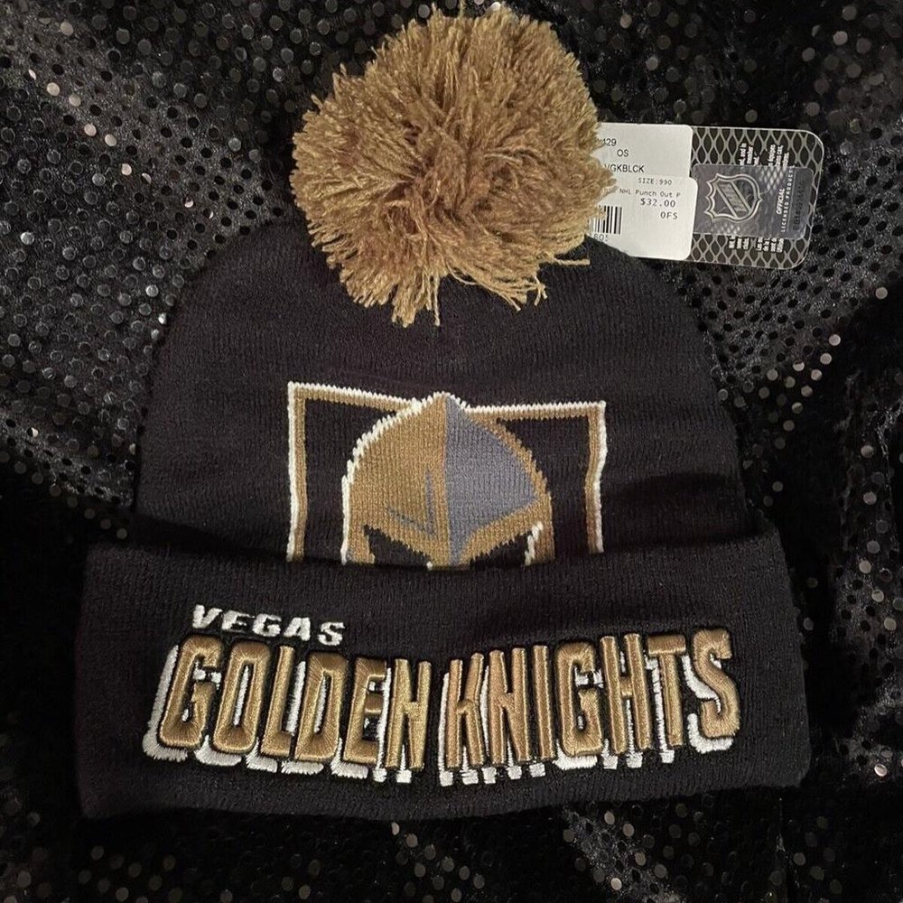 Vegas Golden Knights Mitchell & Ness Cuffed Knit Hat with Pom Beanie Puffy